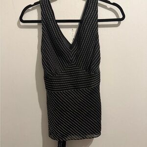 🩷Ann Taylor Black blouse with White Stripes